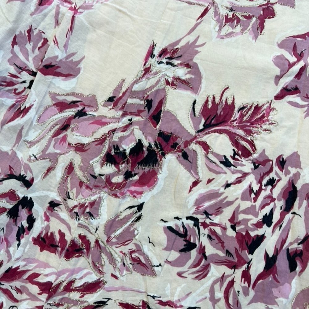 Odille Anthropologie A-line Cream & Mauve Skirt size 2 - Picture 2 of 5